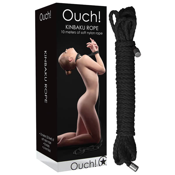 Ouch Kinbaku Rope - Black - 10 metre Length Shots Toys